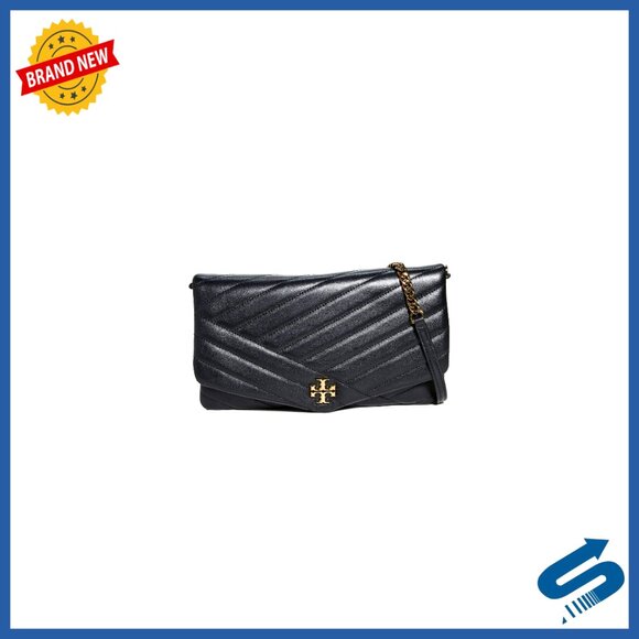 Quilted Leather Clutch with Shoulder Strap 9.75in Length